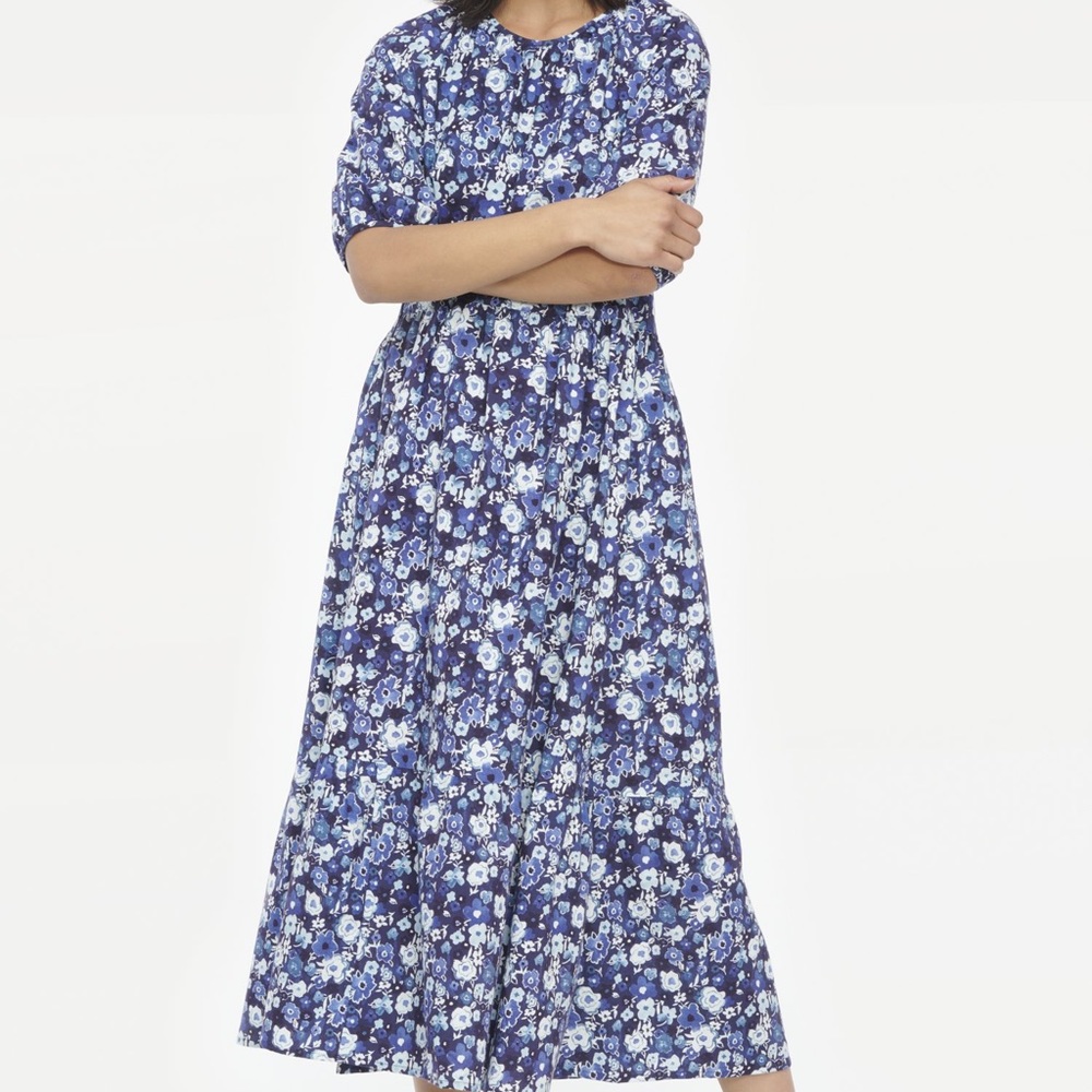Lacausa Cass Dress - sapphire watercolor floral